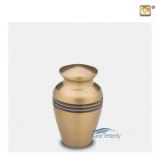 Metal miniature urn with gold glossy finish