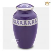 Violet brass urn with ribbons