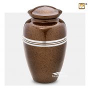 Brass urn with brown speckled finish