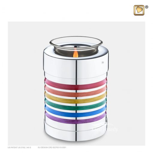 Tealight miniature urn with rainbow motif