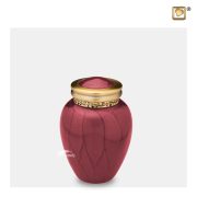 Miniature urn with red crimson pearlescent finish.