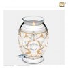 Brass tealight miniature urn with silver and gold engraved floral motifs