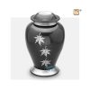 Metal urn with silver leaves and silver accents