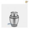 Silver brass urn with hearts band
