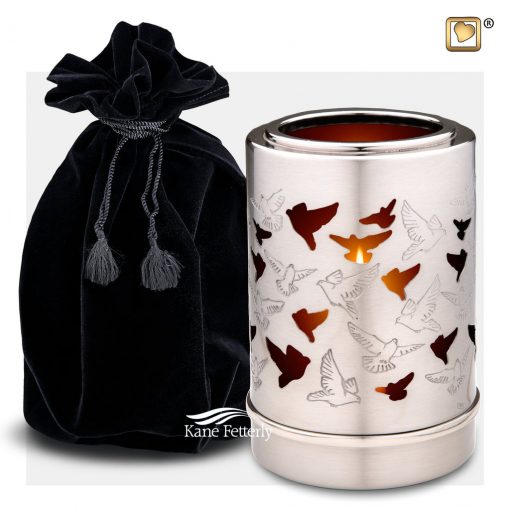 Tealight candle urn with doves