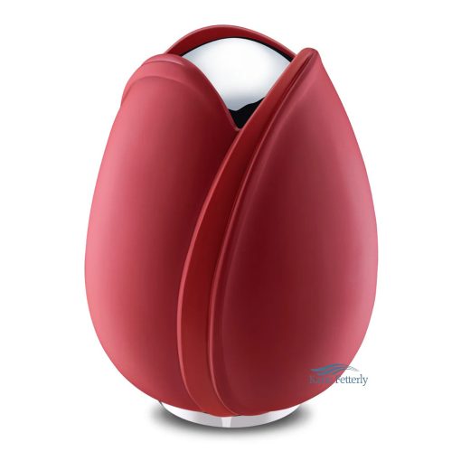 Urne en forme de tulipe avec finition rouge