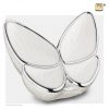 Butterfly urn in brass and aluminum, white pearlescent finish.
