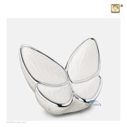 Butterfly-shaped medium-sized urn with pearl white finish
