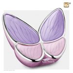 Urne papillon en laiton et alliage, avec une finition rose et lavande nacrée