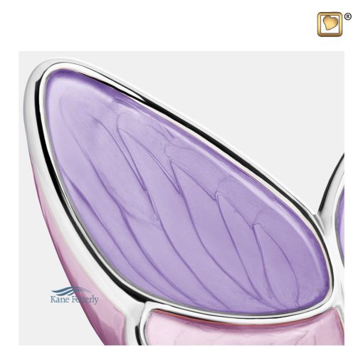 Urne à capacité moyenne en forme de papillon avec finition à deux tones rose et lavande