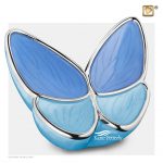 Two-tone blue butterfly urn