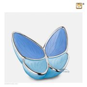 Urne à capacité moyenne en forme de papillon avec finition à deux tones bleu